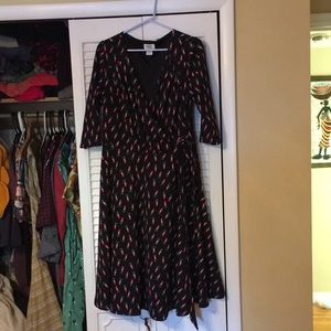 Unique Vintage lipstick wrap dress